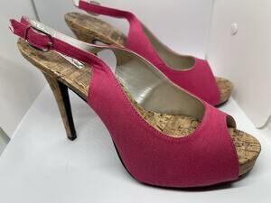 The Highest Heel Collection -Precious 101 Fuchsia Fabric Sling back Pump SZ 9